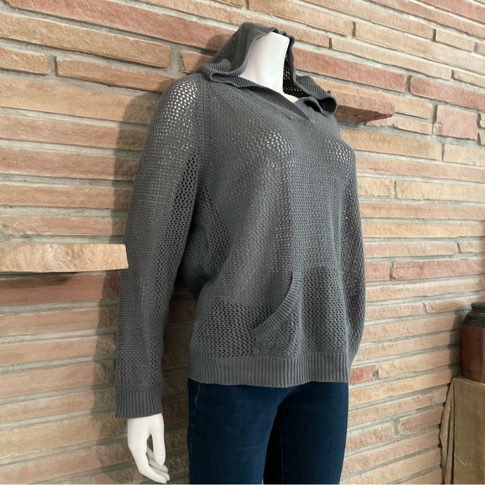 Shirt 469 Loose Knit Hoodie Linen Cotton Gray Large